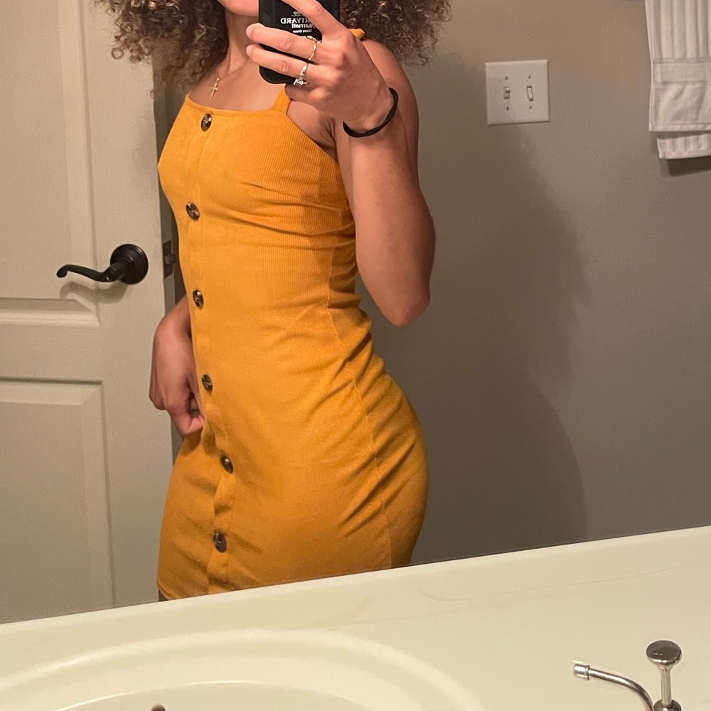 Gold Corduroy Dress - Picture 9 of 10